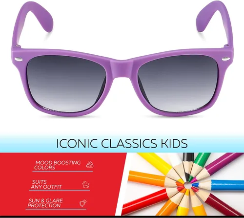Miniatura 246 de Retro Rewind Lentes de sol para niños y niñas de 3 a 12 años, inastillables, UV400, lentes de sol para niños pequeños