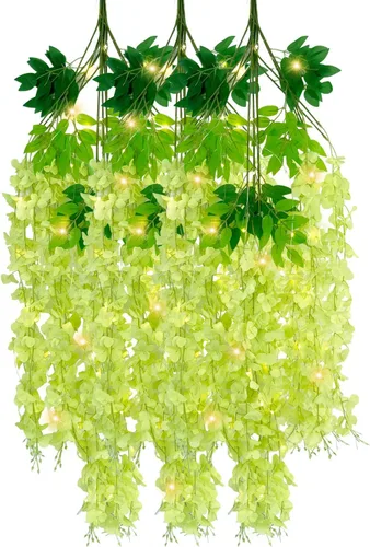 Miniatura 21 de Paquete de 12 guirnaldas de flores colgantes de glicina blanca, enredaderas de flores artificiales de 3.77 pies, glicinia falsa, guirnalda colgante