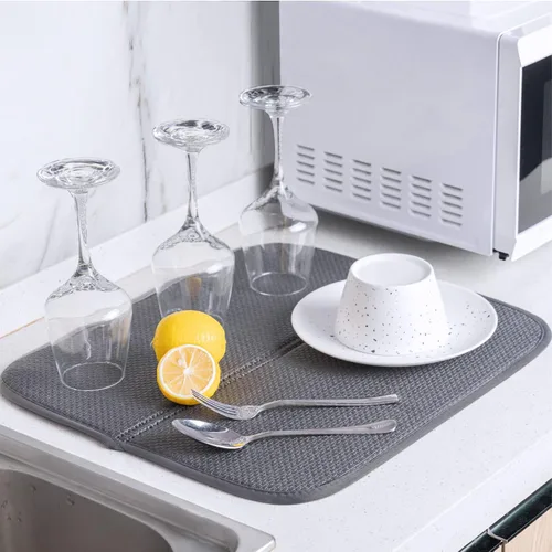 Miniatura 2 de Paquete de 2 tapetes de secado de platos para encimera de cocina, absorbentes, tapetes escurridor de platos de microfibra, almohadilla de secado