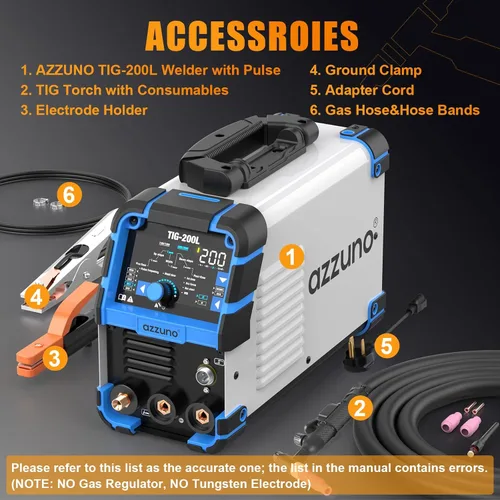 Miniatura 3 de AZZUNO Soldador TIG de 200 A con pulso frío, 5 en 1 DC HF TIG/TIG de pulso/TIG frío/TIG puntual/STICK, 110V y 220V de doble voltaje, soldador TIG