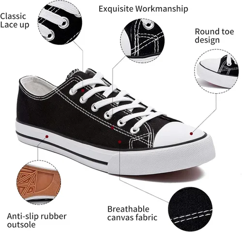 Miniatura 2 de Adokoo - Tenis informales de lona para mujer caña baja con cordones cómodos para caminar