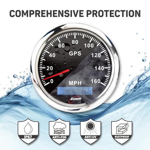 Miniatura 3 de RACETECH Juego de 6 Instrumentos – Velocímetro GPS de 85mm 260 km/h y Tacómetro 10000 RPM – Medidores de 52mm de Combustible, Aceite, Temperatura
