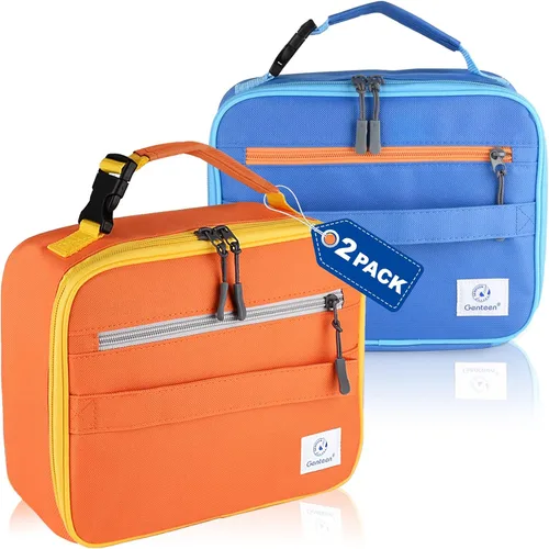 Miniatura 13 de Genteen Paquete de 2 bolsas de almuerzo suaves aisladas con doble cremallera, resistente, congelable y reutilizable para niños, hombres