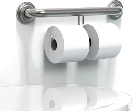 Miniatura 9 de Barra de agarre compatible con ADA con soporte para papel higiénico (2 megarrollos), soporte de peso de 500 libras, 1-1/4 x 16 pulgadas para montaje