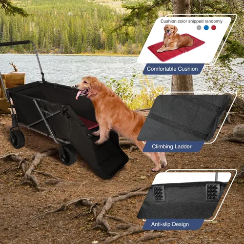 Miniatura 2 de REDCAMP Carro Plegable para Perros con Extremo Trasero Extensible de Servicio Pesado, 220L Carrito Utilitario Plegable Grande Cochecito para Perros