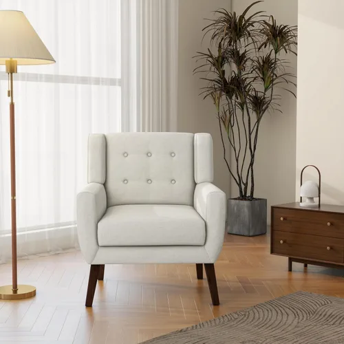 Miniatura 5 de Silla decorativa, sillas de tela moderna de mediados de siglo con brazos para sala de estar, cómodo sillón tapizado para dormitorio, sala de espera
