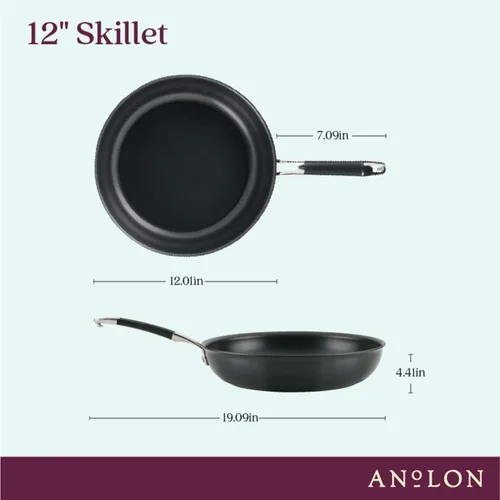 Miniatura 2 de Anolon 87538 Smart Stack - Sartén antiadherente anodizada dura, sartén anodizada dura, 12 pulgadas, color negro