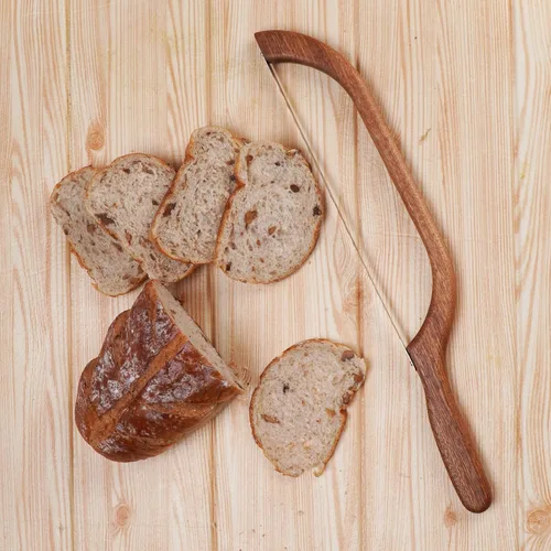 Miniatura 3 de Uprichya Cuchillo de pan para pan casero, rebanador de pan para pan casero, cuchillo de pan de masa madre, lazo de pan de madera para masa madre