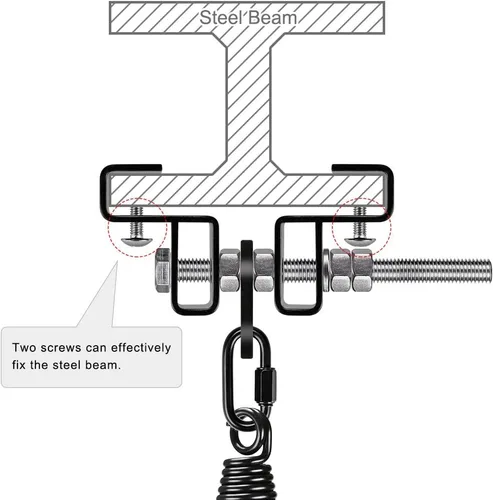 Miniatura 6 de Dolibest Colgador de vigas de acero resistente, soporte para bolsa pesada, colgador de bolsa pesada con resorte para entrenamiento de boxeo, Muay