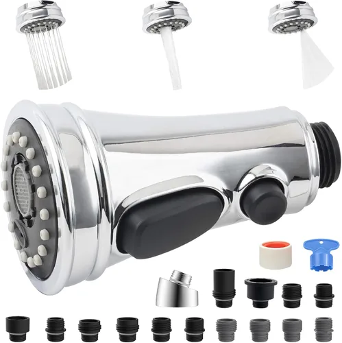 Miniatura 11 de Cabezal rociador universal extraíble con 3 modos para grifo de cocina, grifo de fregadero de cocina, boquilla rociadora aireadora, reemplazo de Mate