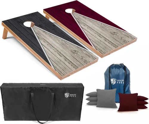 Miniatura 61 de Tailgating Pros Juego de tablero de Cornhole ligero con diseño piramidal con bolsas de frijoles y estuche de transporte, juego de cornhole