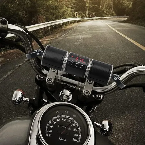 Miniatura 3 de Sistemas de altavoces para motocicleta BT impermeables, altavoces estéreos, montaje de barra de 7/8-1.25 pulgadas con entrada AUX, USB, microSD