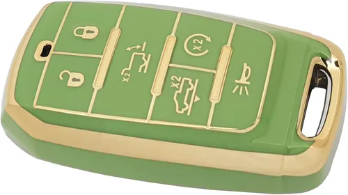 Funda para llavero RAM 1500 2019-2020, protector de piel, accesorios de funda de entrada sin llave (verde)