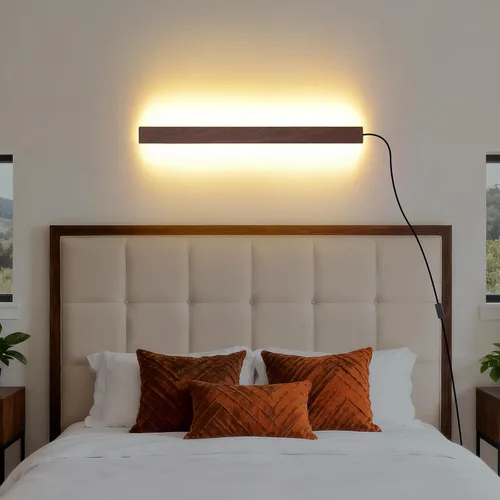 Miniatura 18 de KELUOLY Lámparas de pared modernas con enchufe, aplique de pared LED negro mate de 31.4 pulgadas, lámpara de pared interior acrílica cálida blanca