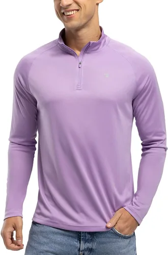 Miniatura 3 de BGOWATU Camisas de senderismo para hombre, de manga larga, UPF 50+, con cremallera de un cuarto, de secado rápido