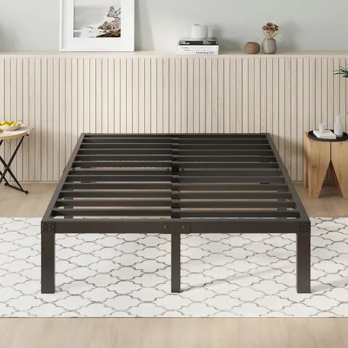 Miniatura 7 de Novilla - Base de cama de tamaño Queen, plataforma de metal de 12 pulgadas con espacio de almacenamiento debajo de la cama, soporte de listones