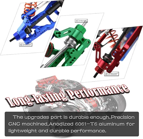 Miniatura 3 de Pieza de actualizaciones para 1/10 Rustler VXL 2wd/Stampede VXL 2wd, suspensión delantera trasera de aleación A brazos, bloques de dirección