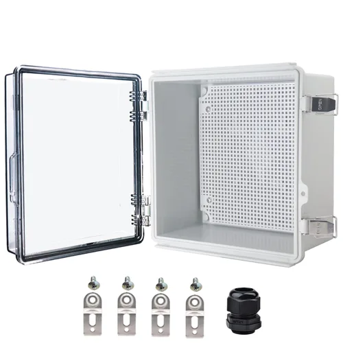 Miniatura 14 de Caja eléctrica impermeable, caja de conexiones IP67, pestillo de acero inoxidable, cubierta transparente con bisagras, carcasa para proyectos