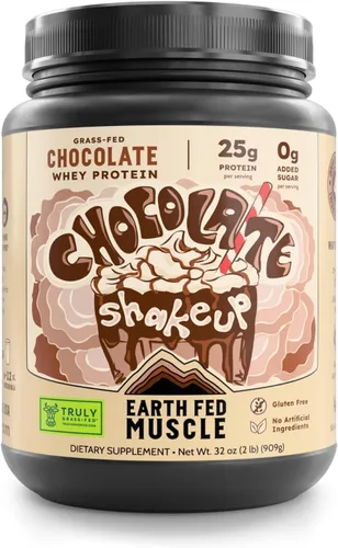 Miniatura 20 de Earth Fed Muscle Power Couple Mantequilla de Maní Chocolate Aislado de Proteína de Suero Verdaderamente Alimentado con Pasto - Certificado NSF. Sin
