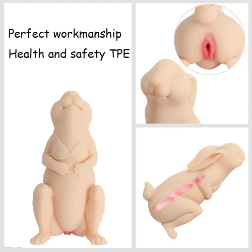 Miniatura 2 de Muñeca sexual realista de conejo de 1.1 libras con vagina de bolsillo, juguete sexual de TPE realista con vagina, lindo torso real sólido muñeca
