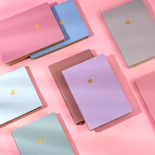 Miniatura 7 de CAGIE Cuaderno con líneas para mujeres y niñas de 256 páginas, lindo diario con cuero en forma de corazón para escribir, cuadernos A5 de tapa blanda
