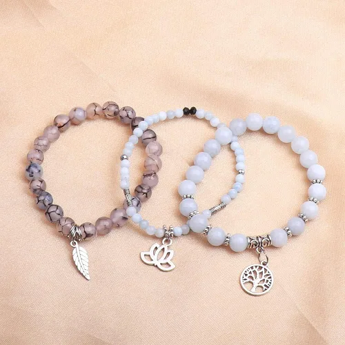 Miniatura 3 de UEUC - Pulseras Reiki, apilables, de piedras curativas, cristales, con dije del árbol de la vida, yoga y hoja de loto, contra la ansiedad