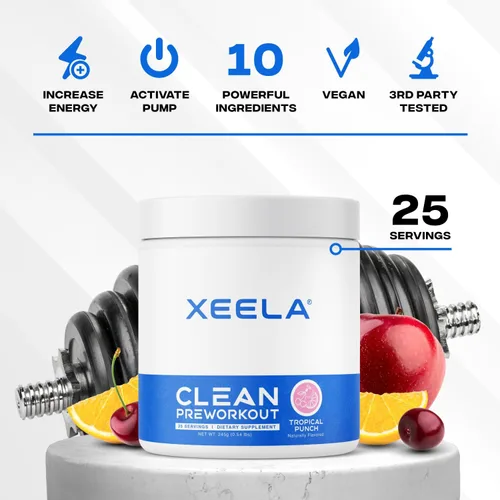 Miniatura 2 de XEELA Pre entrenamiento - Limpio y probado - Sin nerviosismo, seguro y natural - Aumenta la energía termogénica, la concentración y la resistencia