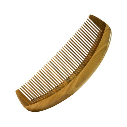 Miniatura 10 de Peine de sándalo verde afilado de dientes finos con asa, cepillo desenredante de pelo fino de madera para suavizar y peinar el cabello de precisión