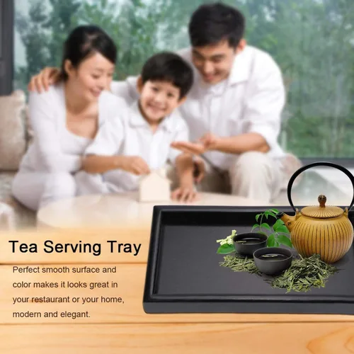 Miniatura 9 de Bandeja de té con forma rectangular de madera maciza versátil para té, café, aperitivos, comidas, bandeja para servir, platos de restaurante