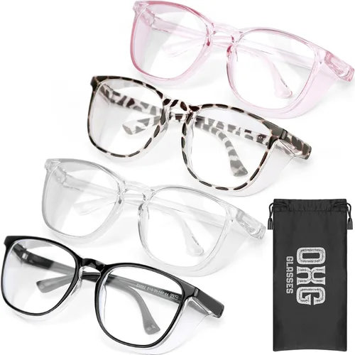 OXG Z87.1+ - Paquete de 4 gafas de seguridad antivaho con estilo – Lentes de seguridad con bloqueo de luz azul para enfermeras