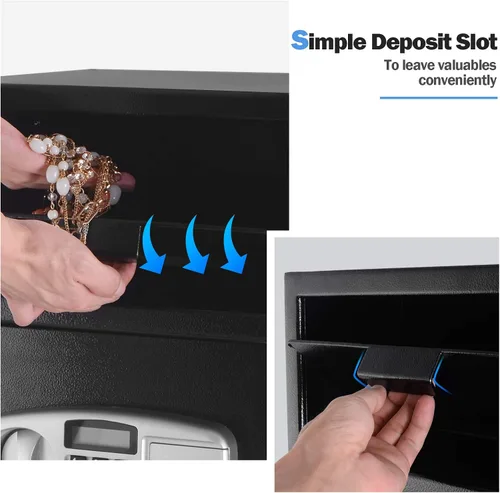 Miniatura 2 de S AFSTAR Caja fuerte digital con llaves de emergencia y ranura de depósito, caja de seguridad electrónica para dinero en efectivo, joyas