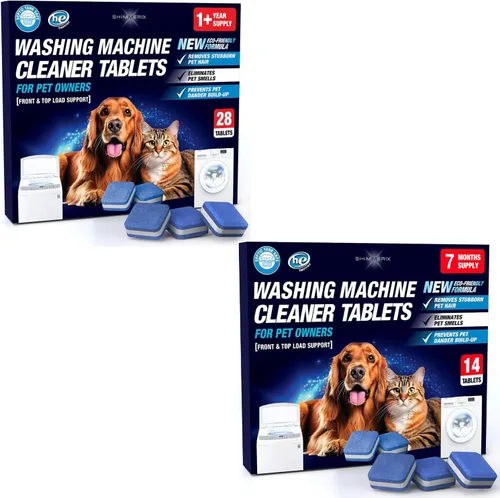 Miniatura 10 de Tabletas limpiadoras de lavadora para dueños de mascotas - Limpieza profunda de lavadora de carga frontal y superior - Seguro para tanque séptico