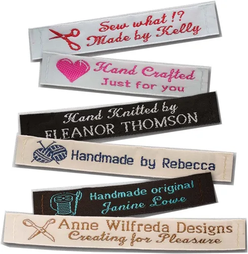 Etiquetas personalizadas 100% tejidas, 1/2 pulgada de ancho