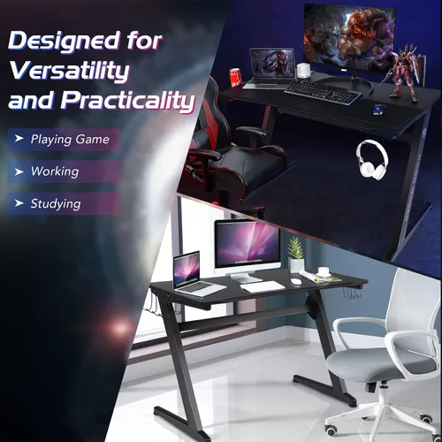 Miniatura 7 de Goplus Juego combinado de escritorio y silla para juegos, silla y escritorio de oficina en casa estilo carreras con soporte para tazas, gancho