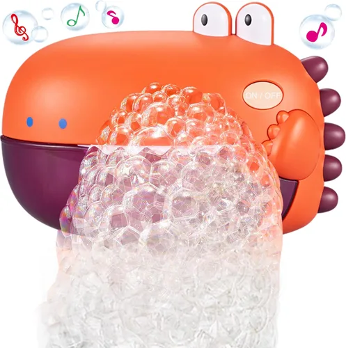 Miniatura 5 de Grechi Juguetes de baño de dinosaurios, juguetes de baño para la bañera del bebé, máquina automática de burbujas para niños, reproduce 12 canciones