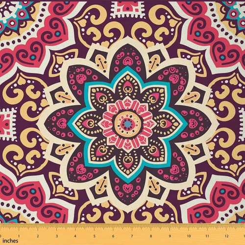 Miniatura 10 de Tela con patrón Paisley de The Yard, tela de tapicería floral étnica boho para sillas y sofás, costura, tela impermeable de arte mandala abstracto