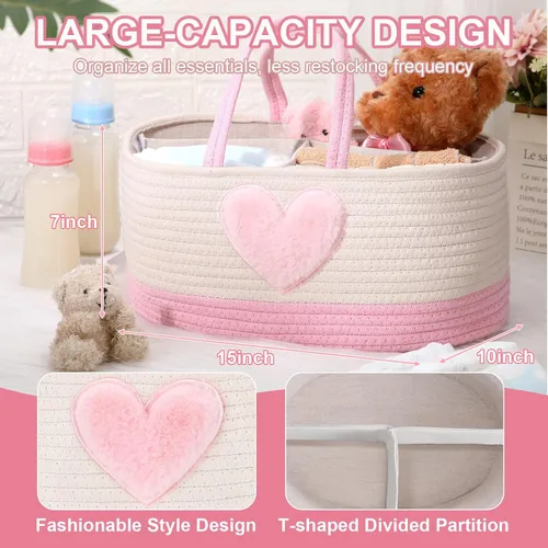 Miniatura 2 de Aliceset Organizador de pañales para bebé, niña, niño, cuerda, cesta de almacenamiento para guardería, bolsa portátil para cambiador, automóvil