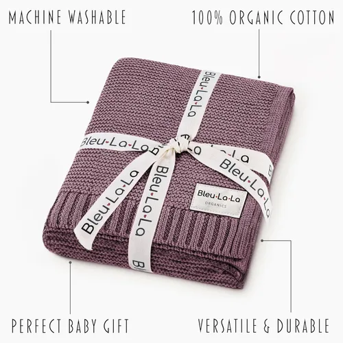 Miniatura 3 de Heritage Knit Manta Envolvente de Recepción de Algodón Orgánico para Niñas - Manta Envolvente Edredón de Punto de Algodón Orgánico de Lujo 100% 04