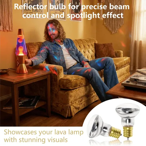 Miniatura 4 de Paquete de 2 Bombillas de Lámpara de Lava R39 E17 25W Bombillas Reflectoras para Dormitorio y Oficina 120V Bombilla de Lámpara de Lava de Repuesto
