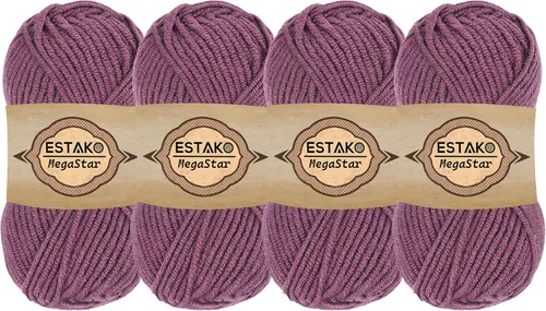 Miniatura 39 de Estako Megastar, 3.52 Oz (100g) de hilo de acrílico 75% y lana 25%, suave, peso grueso voluminoso #5 para crochet y tejer 120 yardas (110m)