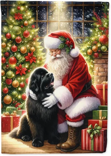 Miniatura 125 de Caroline's Treasures DAC4159CHF - Bandera de casa de Husky siberiano y Papá Noel para porche, grande, para colgar en la pared, poliéster