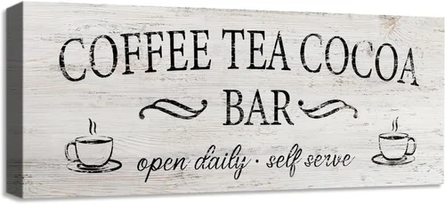 Miniatura 9 de Funny Coffee Signs for Kitchen Decor, Rustic Coffee Til Cocktails Canvas Wall Art for Home Bar Cart Station, 6x17" Framed