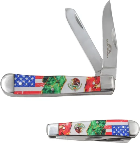 Miniatura 10 de Cuchillo de bolsillo manual plegable para uso diario de la colección Old Ram Trapper con mango de resina lisa (5134-5)