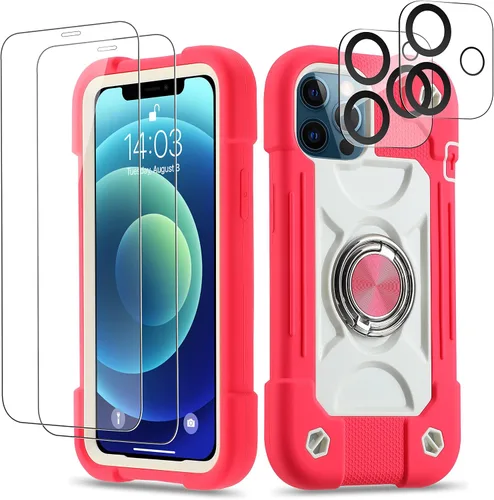 Miniatura 145 de Funda para iPhone 11 de 6.1 pulgadas con soporte de anillo, con 2 protectores de pantalla de vidrio, resistente a los golpes, resistente a