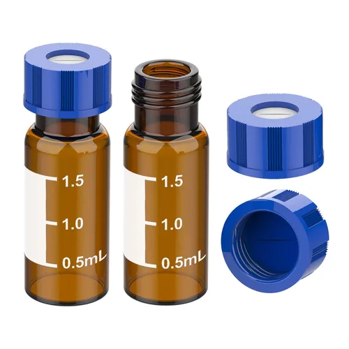 Miniatura 13 de Membrane Solutions Viales de muestreo automático, viales de HPLC de 0.1 fl oz, viales de ámbar de laboratorio 9-425 con punto de escritura