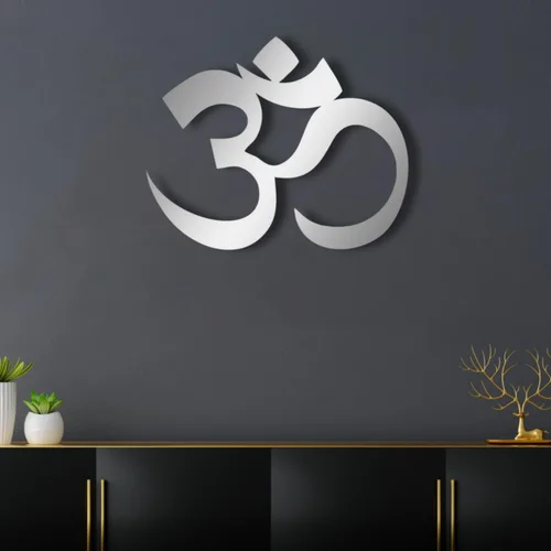 Miniatura 6 de Fayholy Arte de pared de metal, decoración de metal Om, decoración Namaste, símbolo de aum, arte de pared Om, decoración de estudio de yoga