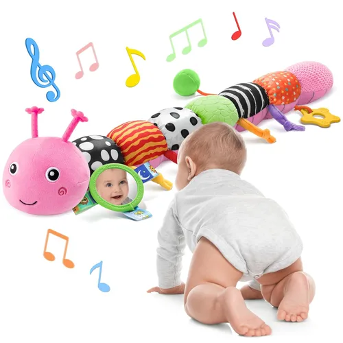 Miniatura 9 de AWOTOY Juguetes para Bebés de 6-12 Meses Oruga Musical Juguetes para Infantes Animales de Peluche 0-3-6 Meses Dentición Tiempo Boca Abajo Juguetes