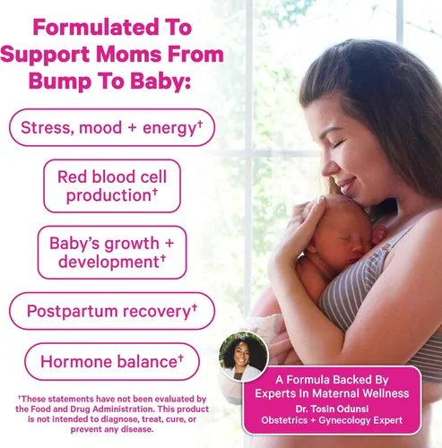 Miniatura 3 de Pink Stork Fertilidad + vitaminas prenatales + gomosas posnatales – Apoyo completo para el viaje de la maternidad – Multivitamínico con folato