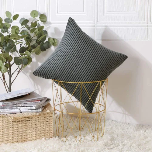 Miniatura 6 de Artscope Fundas de Almohada de Pana a Rayas Acogedoras Súper Suaves Decorativas Cuadradas Fundas de Cojín para Sofá Sillón Dormitorio Decoración