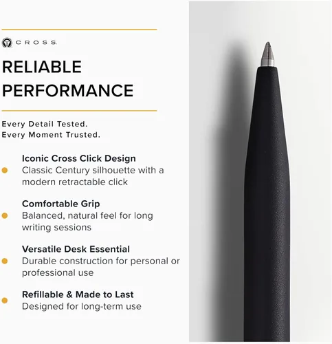 Miniatura 5 de Cross Click Slim - Bolígrafo de tinta de gel recargable con punta redonda, tamaño mediano, incluye caja de regalo premium, color negro